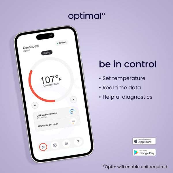 27 Opti - Electric Tankless Water Heater, 27kw, 240V, Adv Pwr Modulation, 25 yr warranty