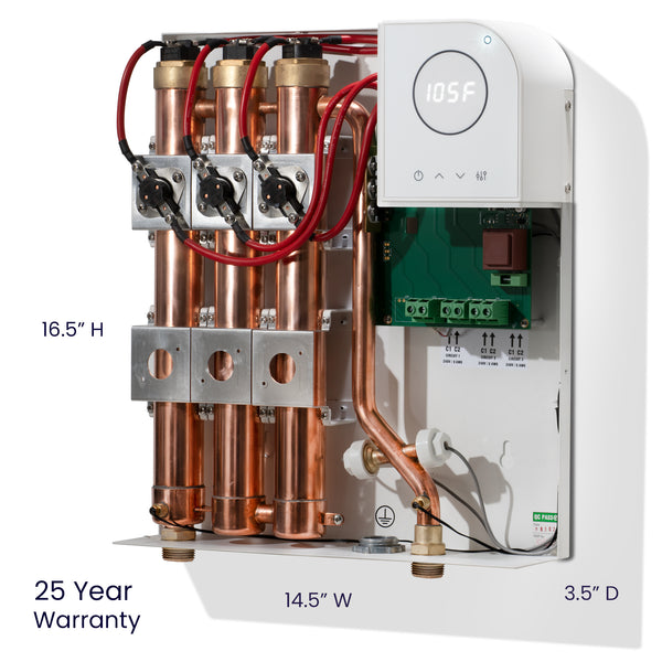 27 Opti - Electric Tankless Water Heater, 27kw, 240V, Adv Pwr Modulation, 25 yr warranty