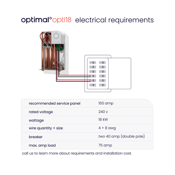 opti18 plus | 18kW 240V 3.7GPM Wifi Enabled 25-Year Warranty Electric Tankless Water Heater