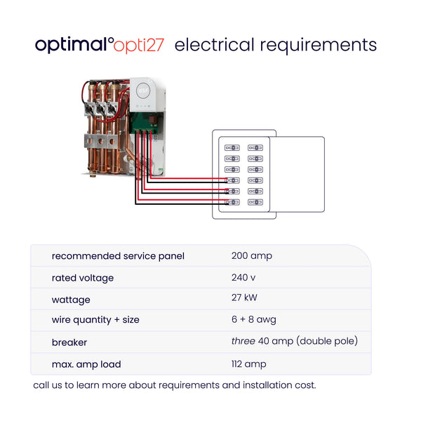 opti27 plus | 27kW 240V 4.5GPM Wifi Enabled 25-Year Warranty Electric Tankless Water Heater