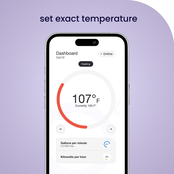 Opti12+ | Optimal Smart Electric Tankless Water Heater | Wi-Fi Enabled | 208/220/240-Volt 12 Kw 2.5 GPM