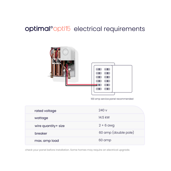 opti15 | 15kW 240V 3.0GPM 25-Year Warranty Electric Tankless Water Heater