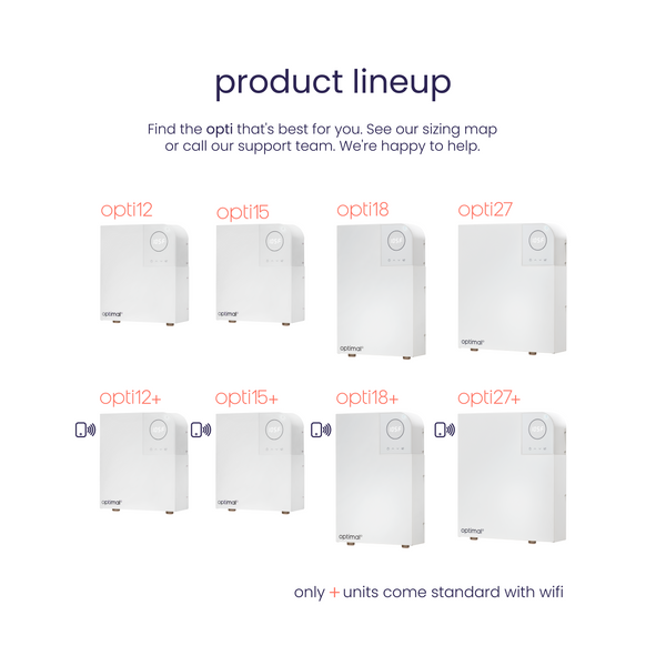 opti12 | 12kW 208V 2.5GPM 25-Year Warranty Electric Tankless Water Heater